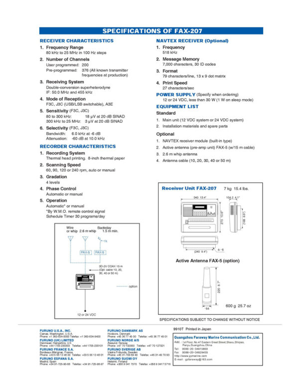FURUNO WEATHERFAX FAX-207 - Image 7