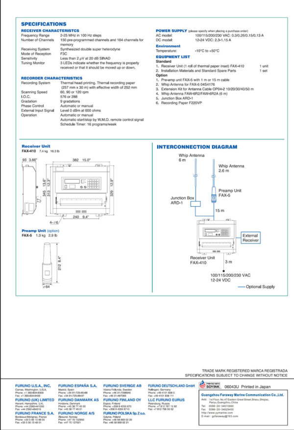 FURUNO WEATHERFAX FAX-410 - Image 5