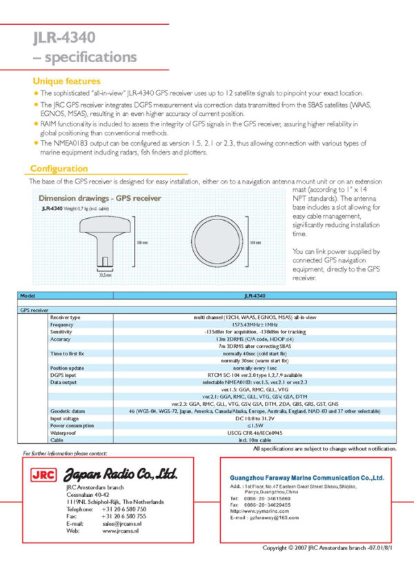 JRC JLR-4340 GPS ANTENNA - Image 3