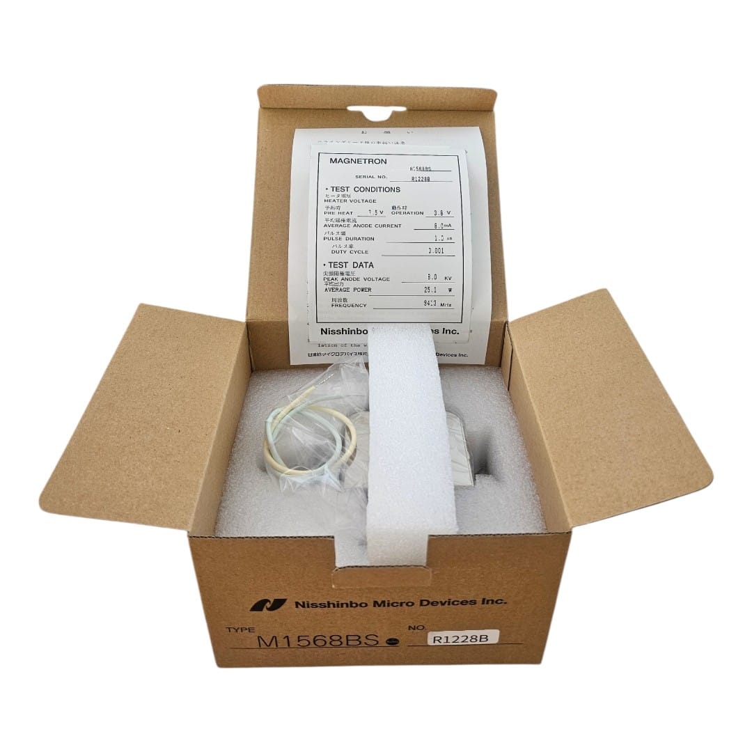 test certificate m1568b magnetron 25 kw njrc and nisshinbo