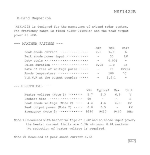JRC MSF1422B MAGNETRON FOR RADAR - Image 2