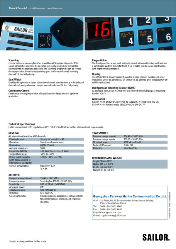 SAILOR VHF RT-2048 - Image 3