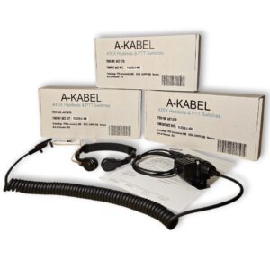 a-kabel atex headset with ptt unit, throat type microphone for nippon lambda radio, atex fire fight purpose.